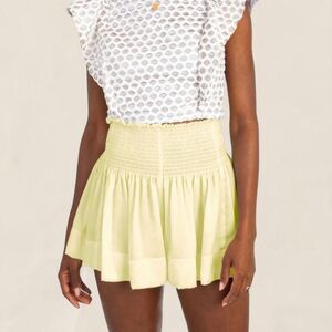 Koch Erika yellow neon Skort flowy smocked high waist | xs
